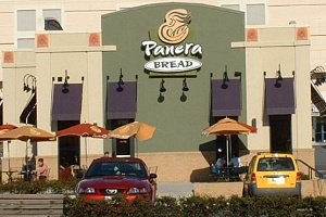 street view of a recently built panera bread cafe